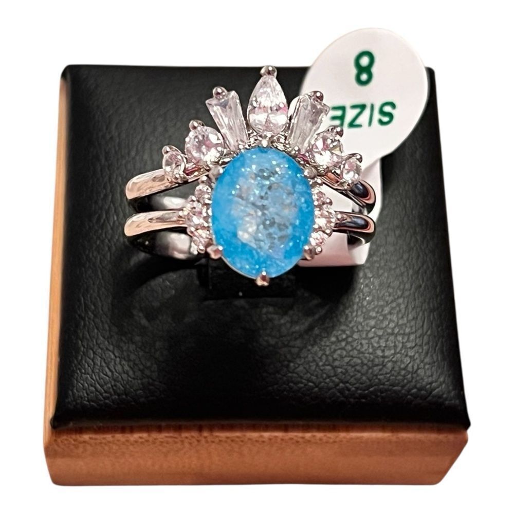Bomb Party It Was All A Dream Lab Created Aqua Blue Ice Crystal Rhodium Ring